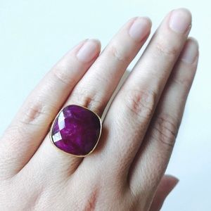 Genuine raw ruby ring